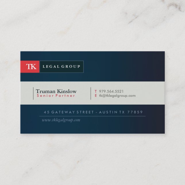 Tarjeta de visita elegante del abogado (Anverso)