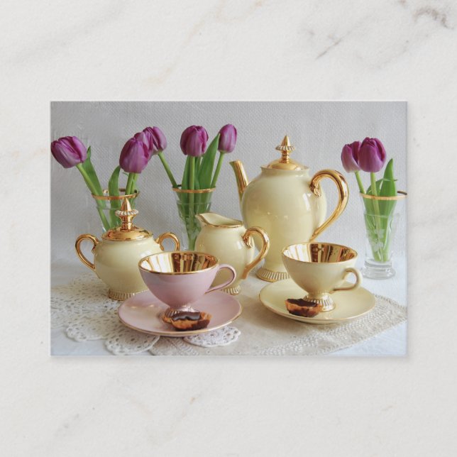 Tarjeta de visita elegante del café (Anverso)