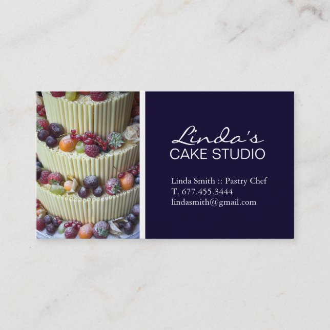 Tarjeta de visita elegante del chef de repostería (Anverso)