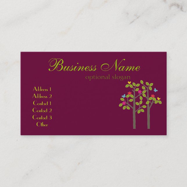 Tarjeta de visita elegante del ciruelo del (Anverso)