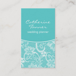 Tarjeta de visita elegante del cordón, turquesa