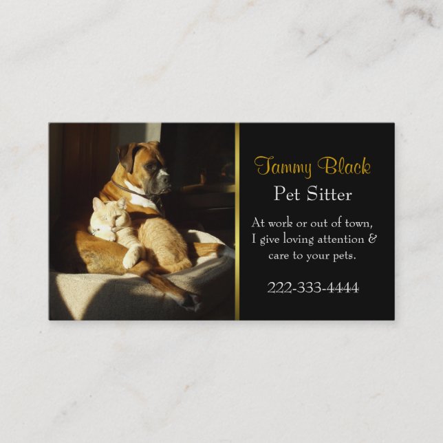 Tarjeta de visita elegante del cuidado de animales (Anverso)