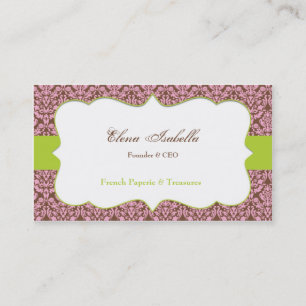 Tarjeta de visita elegante del damasco