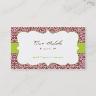 Tarjeta de visita elegante del damasco