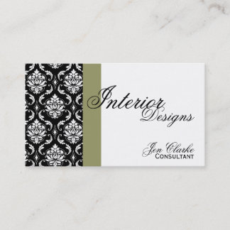 Tarjeta de visita elegante del damasco blanco y