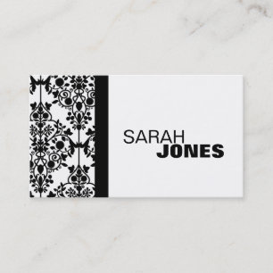 Tarjeta de visita elegante del damasco blanco y