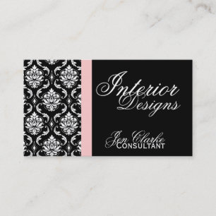 Tarjeta de visita elegante del damasco blanco y