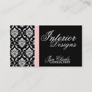 Tarjeta de visita elegante del damasco blanco y