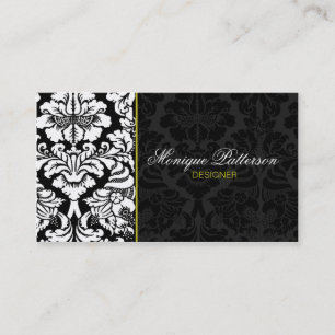 Tarjeta de visita elegante del damasco negro