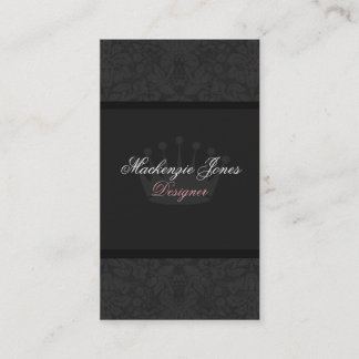 Tarjeta de visita elegante del damasco negro de