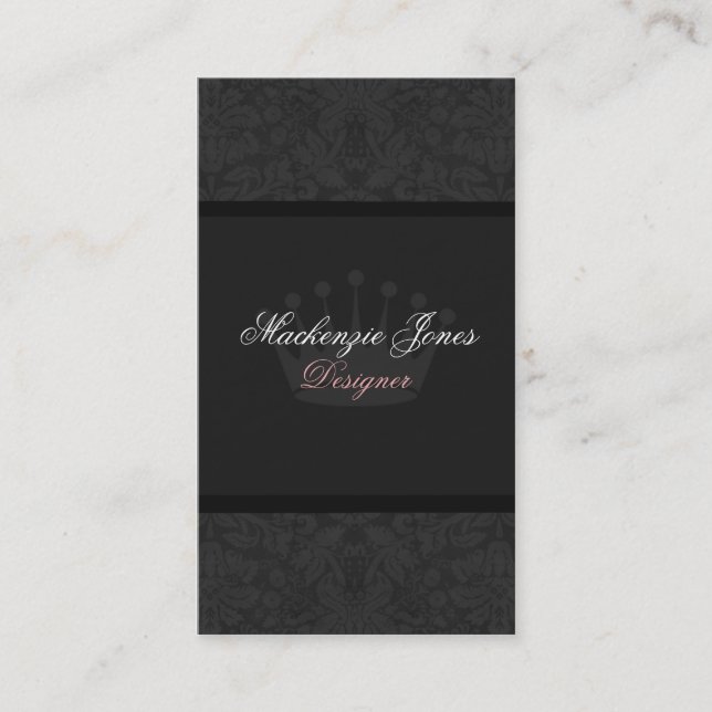 Tarjeta de visita elegante del damasco negro de (Anverso)
