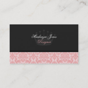 Tarjeta de visita elegante del damasco rosado del