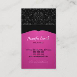 Tarjeta de visita elegante del damasco rosado y