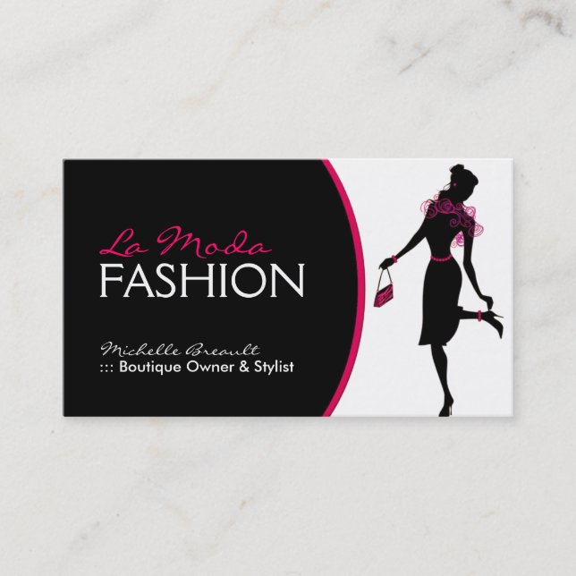 Tarjeta de visita elegante del diseñador de moda (Anverso)