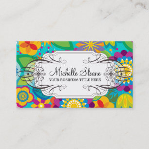 Tarjeta de visita elegante del flower power