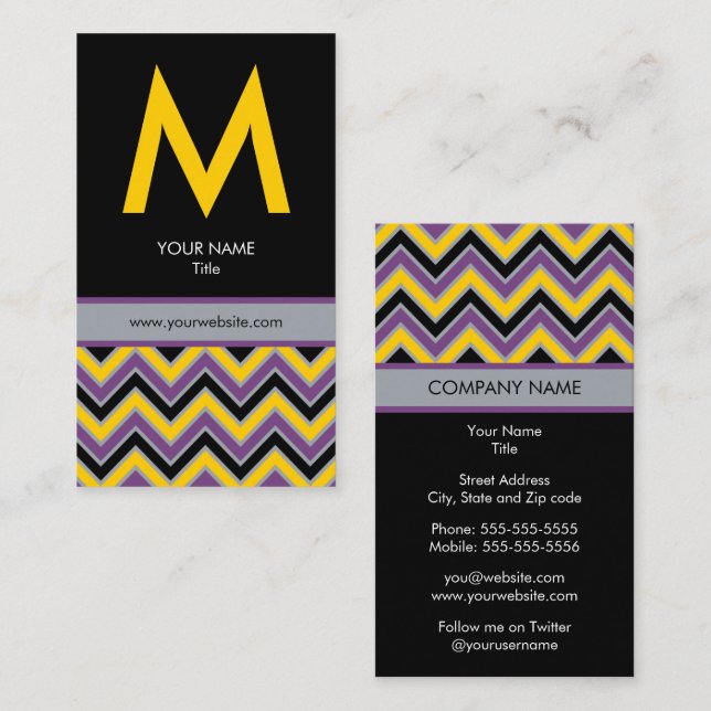 Tarjeta de visita elegante del monograma de (Anverso / Reverso)