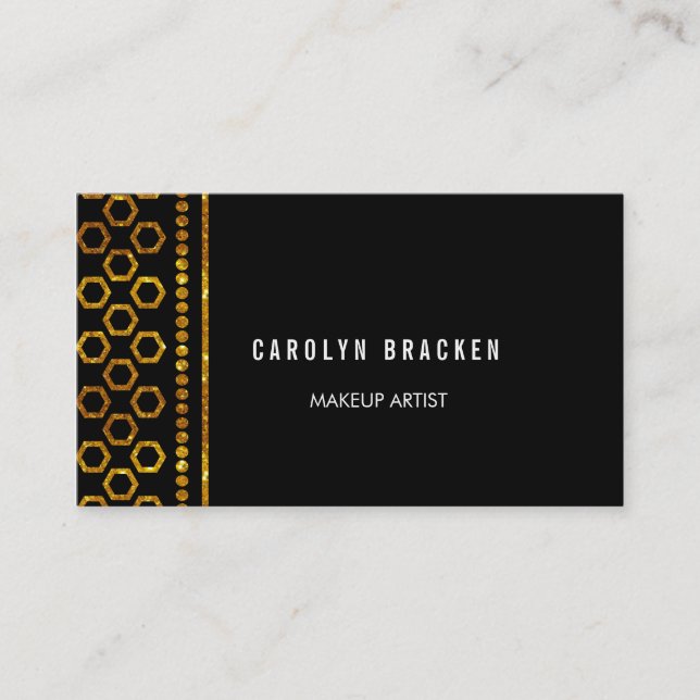 Tarjeta de visita elegante del negro del purpurina (Anverso)