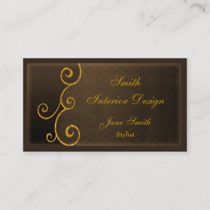 Tarjeta de visita elegante del oro de Brown