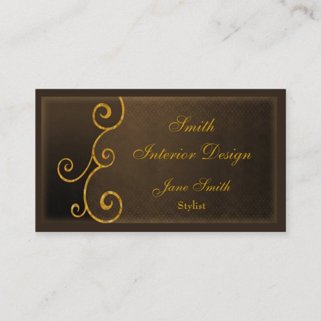 Tarjeta de visita elegante del oro de Brown (Anverso)