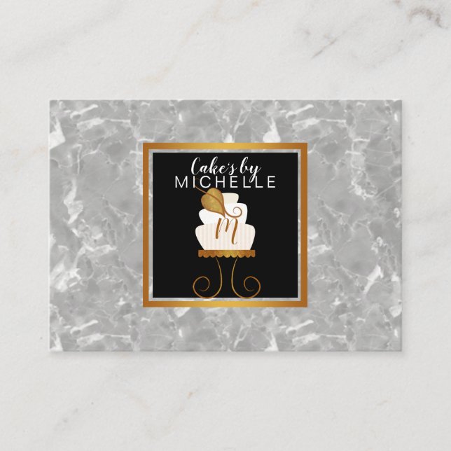Tarjeta de visita elegante del oro/de la torta (Anverso)