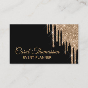 Tarjeta de visita elegante del oro del goteo