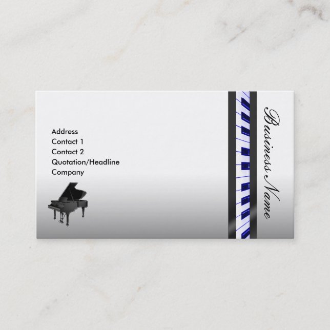 Tarjeta de visita elegante del piano (Anverso)