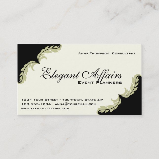 Tarjeta de visita elegante del planificador de (Anverso)