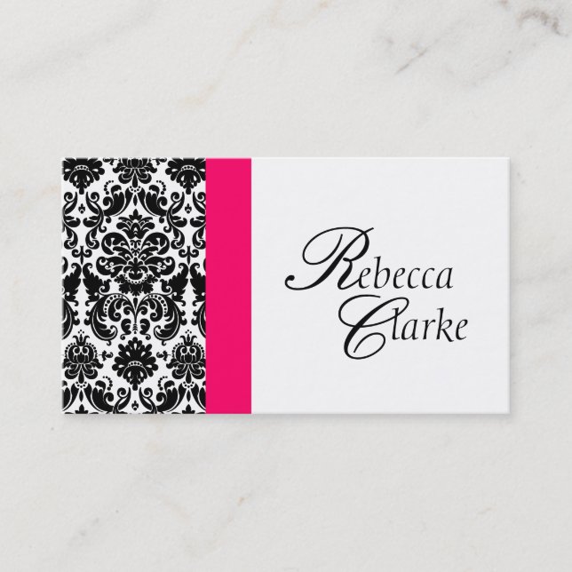 Tarjeta de visita elegante del rosa del damasco (Anverso)