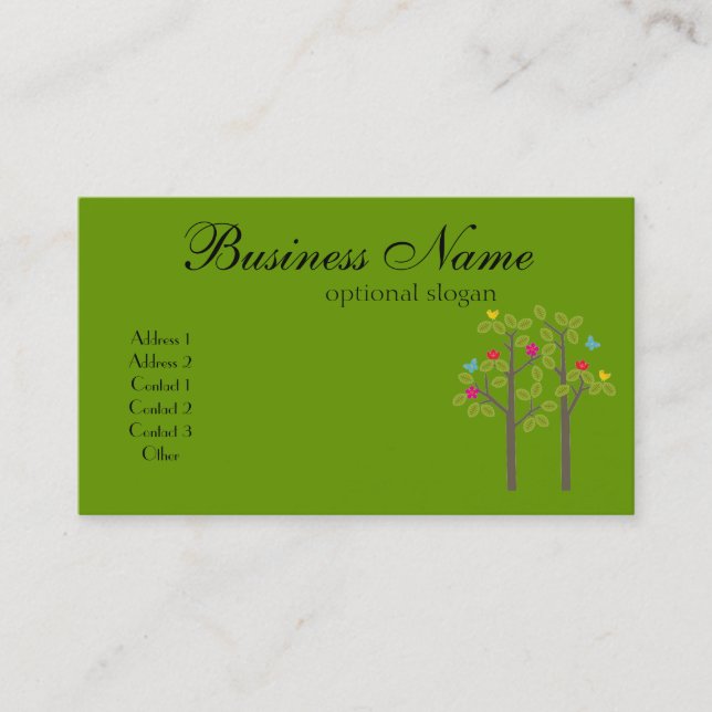 Tarjeta de visita elegante del verde del boutique (Anverso)