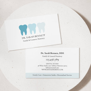 Tarjeta De Visita Elegante dentista aireado azul claro profesional