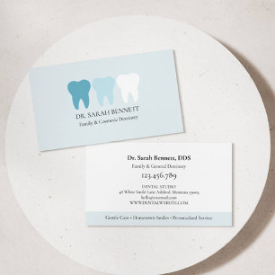 Tarjeta De Visita Elegante dentista azul claro profesional