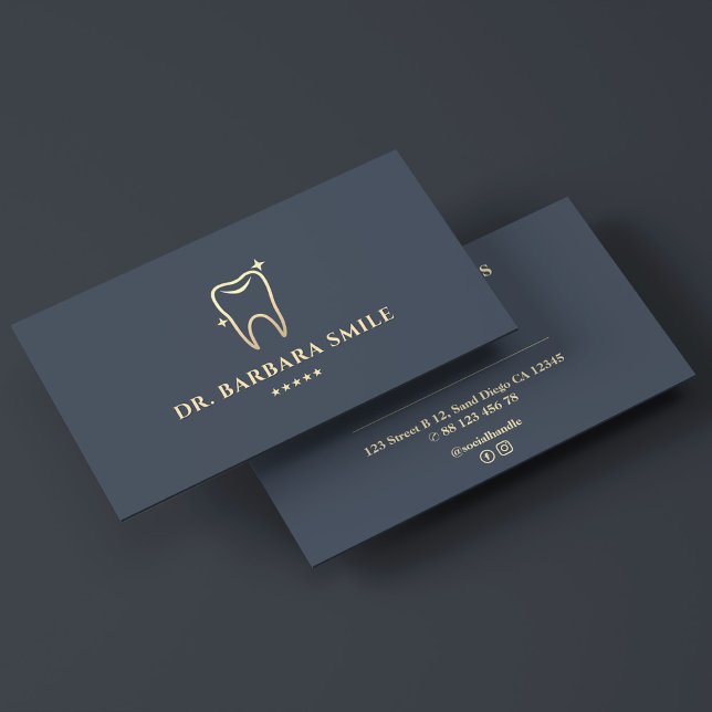 Tarjeta De Visita Elegante Dentista Diente Carbón Dental Cosmético (Elegant Dentist Tooth Charcoal Dental)
