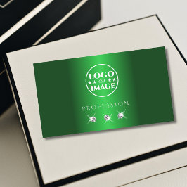 Tarjeta De Visita Elegante diamantes de plata verde espumoso con log
