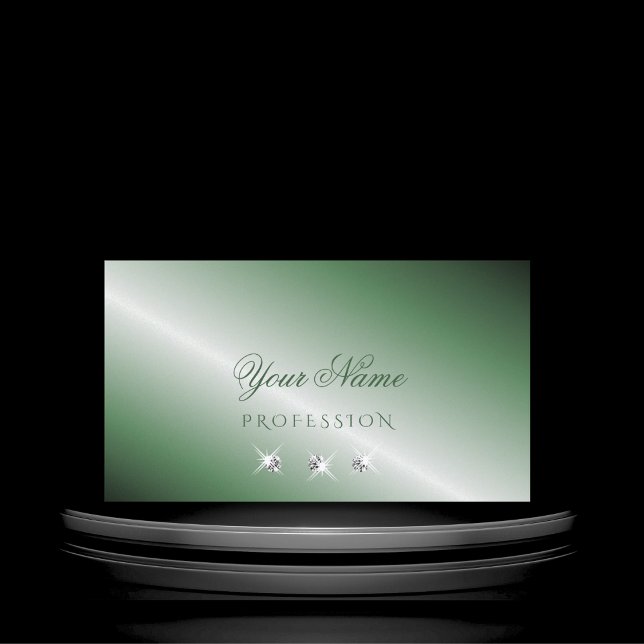 Tarjeta De Visita Elegante diamantes de plata verde espumoso elegant (Subido por el creador)