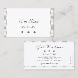 Tarjeta De Visita Elegante diamantes espumosos blancos plateados