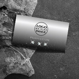 Tarjeta De Visita Elegante diamantes espumosos de color negro platea