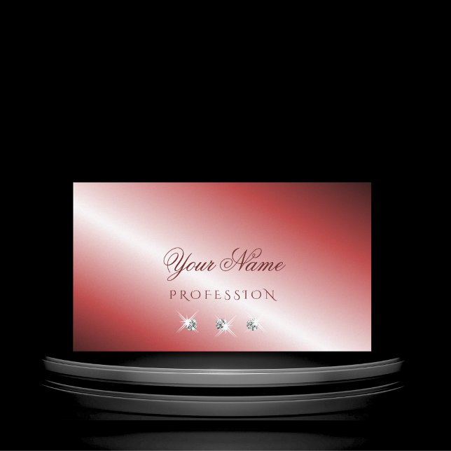 Tarjeta De Visita Elegante Diamantes rojos y plateados con estilo (Subido por el creador)