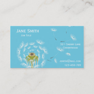 Tarjeta De Visita Elegante diente diente diente de león azul y blan