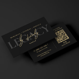 Tarjeta De Visita Elegante Director de Funerales Memorial Negro Mort