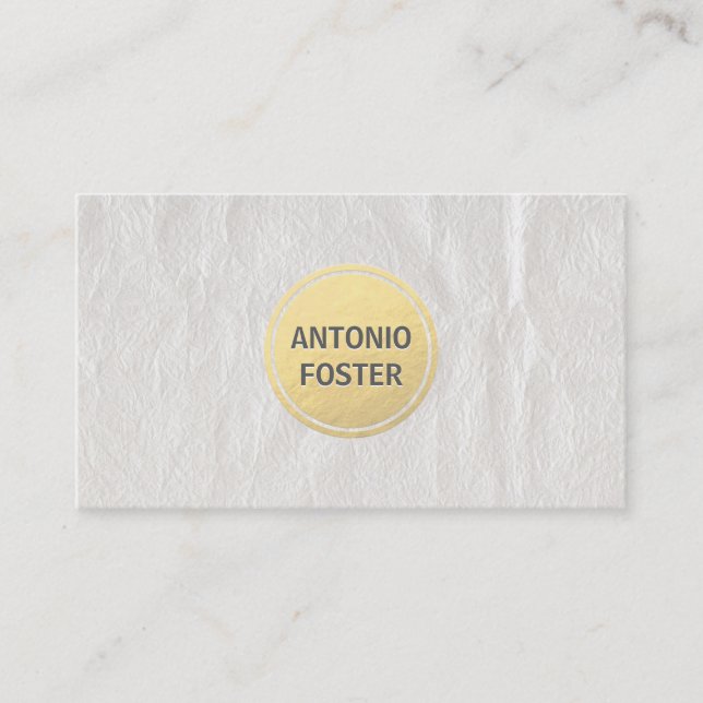 Tarjeta De Visita Elegante Diseñador de Círculo de Oro de Papel Blan (Anverso)