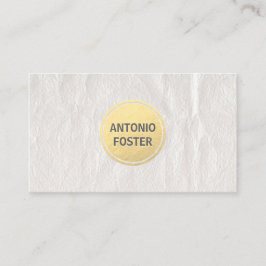 Tarjeta De Visita Elegante Diseñador de Círculo de Oro de Papel Blan