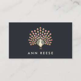 Tarjeta De Visita Elegante Diseñador de estilo Ruby Feather Peacock