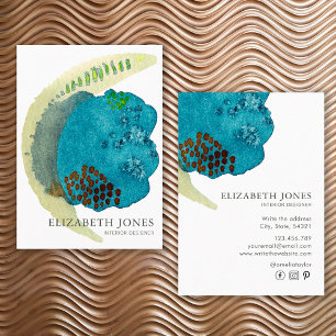 Tarjeta De Visita Elegante diseñador de interiores abstracto acuarel