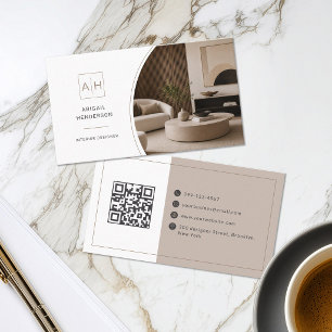 Tarjeta De Visita Elegante diseñador de interiores código QR foto