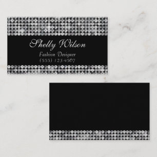 Tarjeta De Visita Elegante Diseñador de moda Lux Silver Sequin