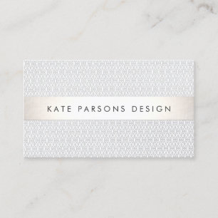 Tarjeta De Visita Elegante Diseñador de Moda Patrón rayado plateado