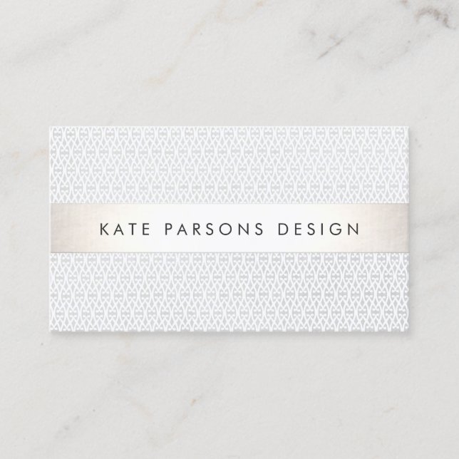 Tarjeta De Visita Elegante Diseñador de Moda Patrón rayado plateado (Anverso)