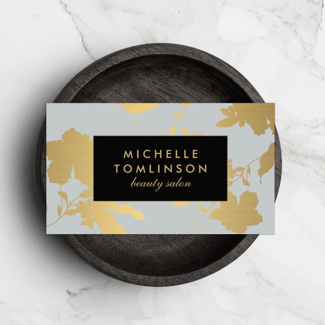 Tarjeta De Visita Elegante Diseñador Gris Gris Luminoso Patrón Flora (Subido por el creador)