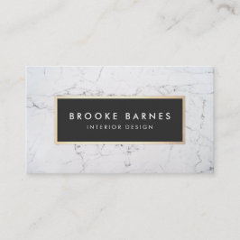 Tarjeta De Visita Elegante Diseñador interior de mármol blanco