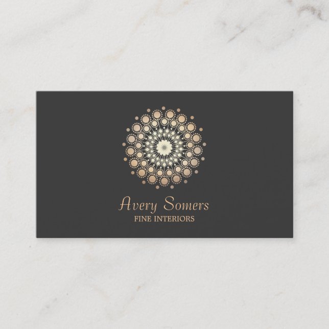 Tarjeta De Visita Elegante Diseñador interior Rosette Floral Motif (Anverso)